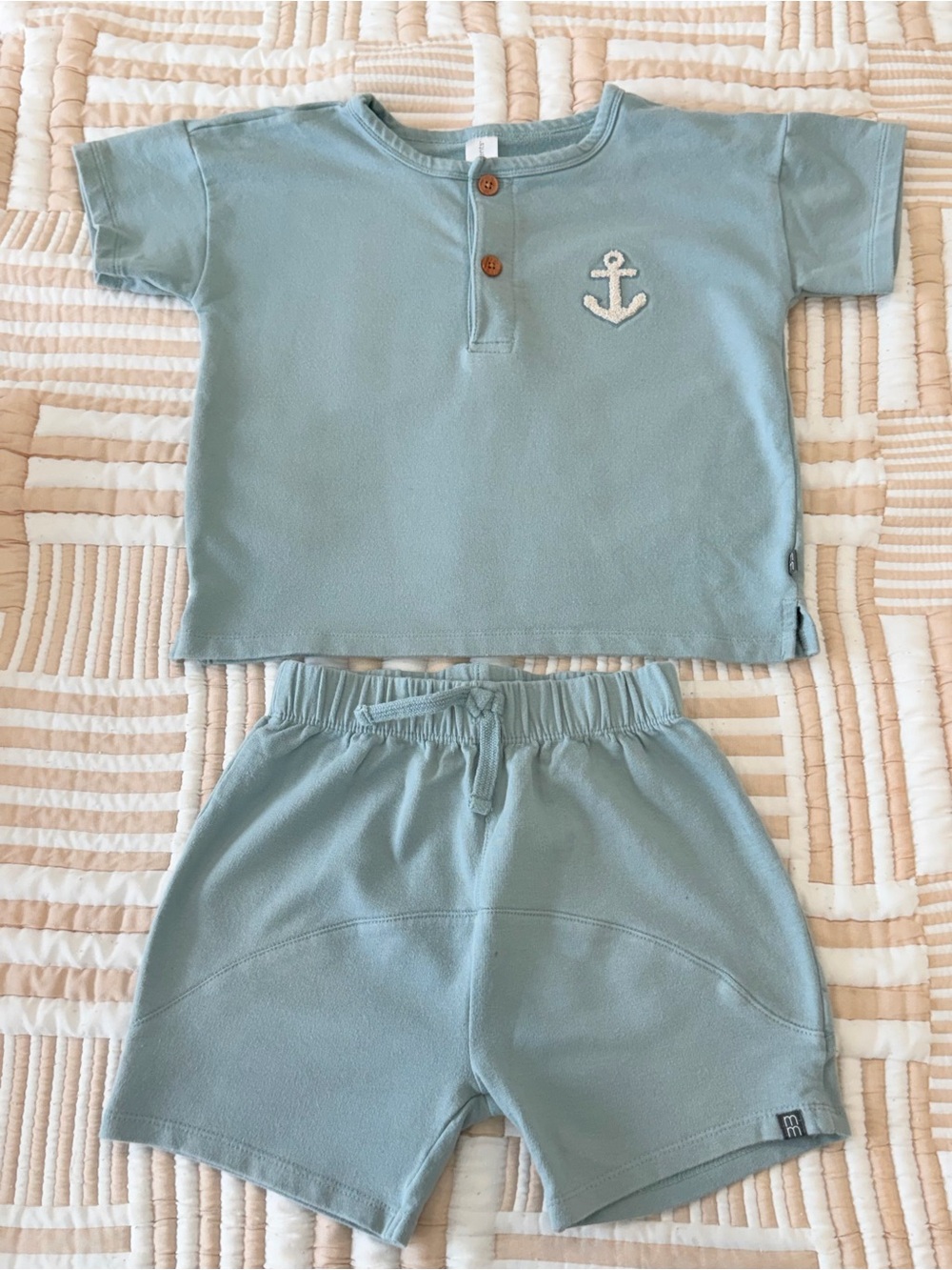 Kids Anchor Short Sleeve Pajama Set - Light Blue